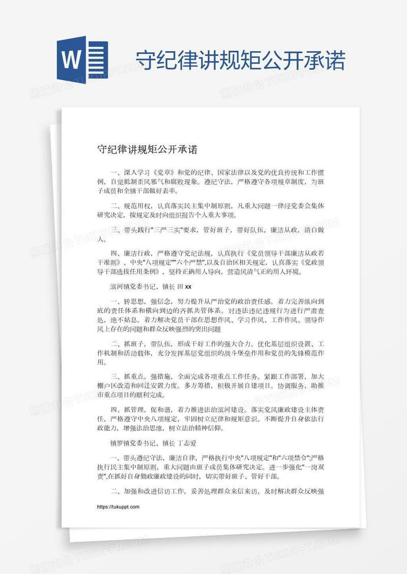 守纪律讲规矩公开承诺