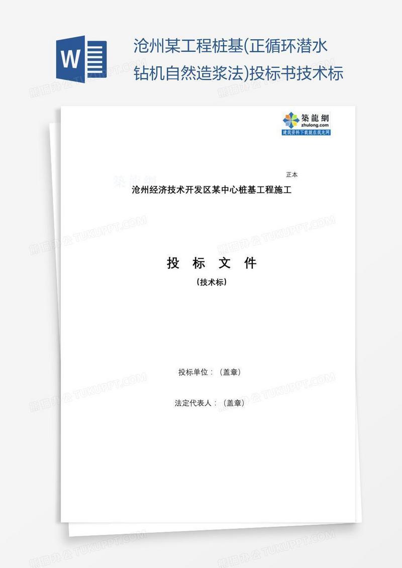 沧州某工程桩基(正循环潜水钻机自然造浆法)投标书技术标