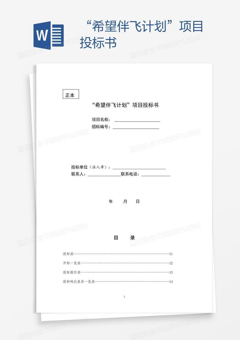 “希望伴飞计划”项目投标书