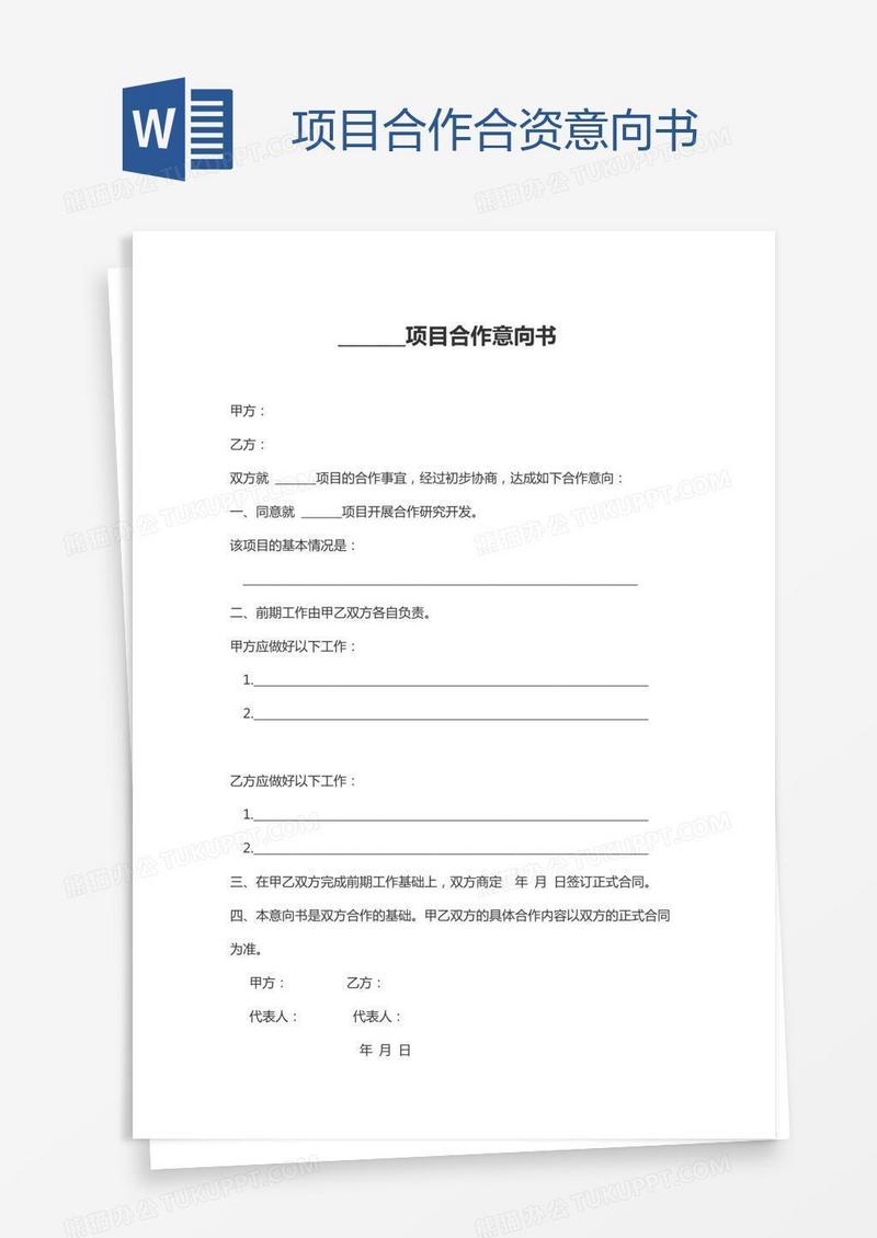 项目合作合资意向书