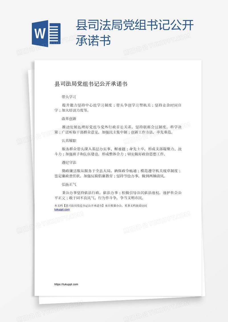 县司法局党组书记公开承诺书