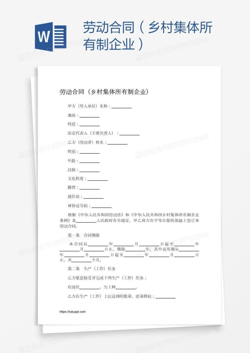 劳动合同（乡村集体所有制企业）