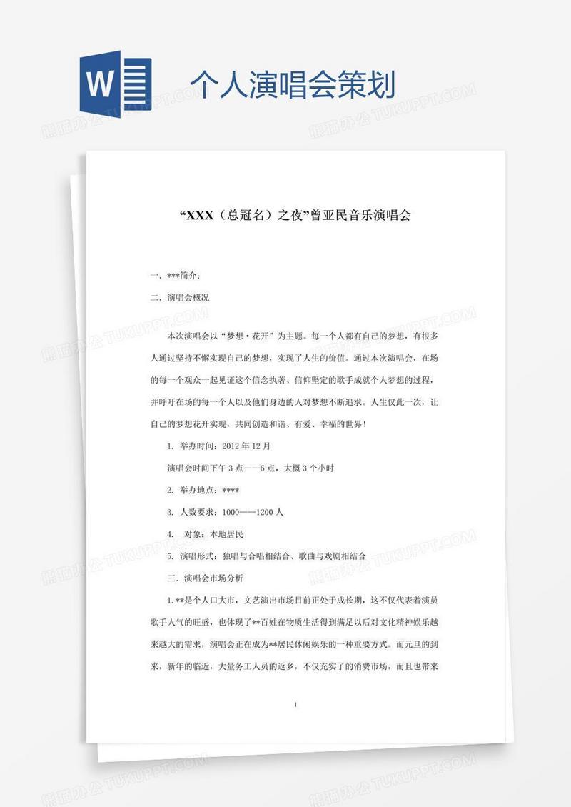 个人演唱会策划