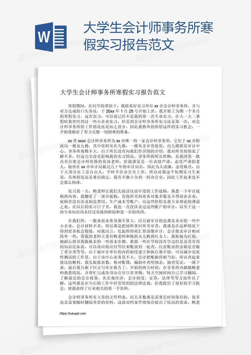 大学生会计师事务所寒假实习报告范文