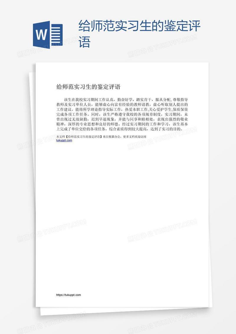 给师范实习生的鉴定评语