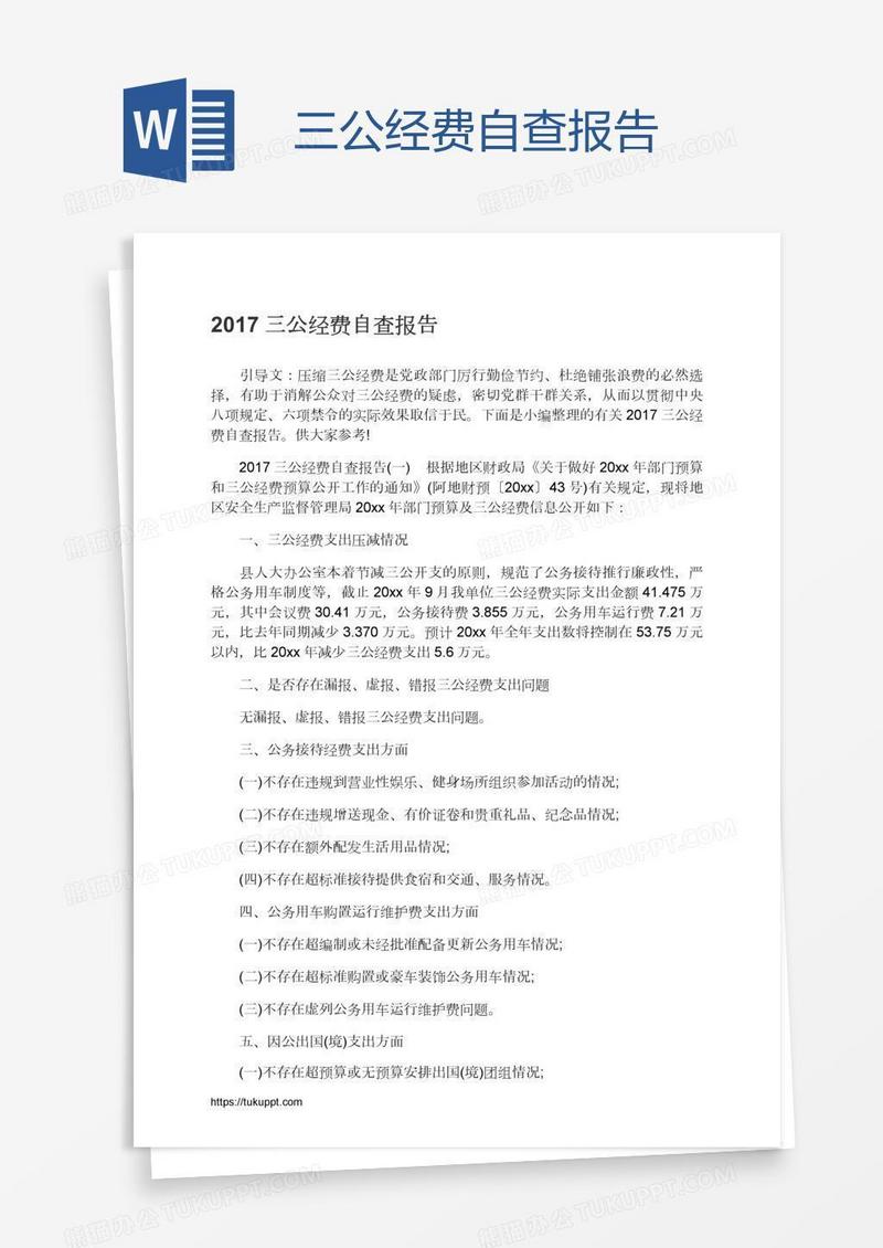 三公经费自查报告