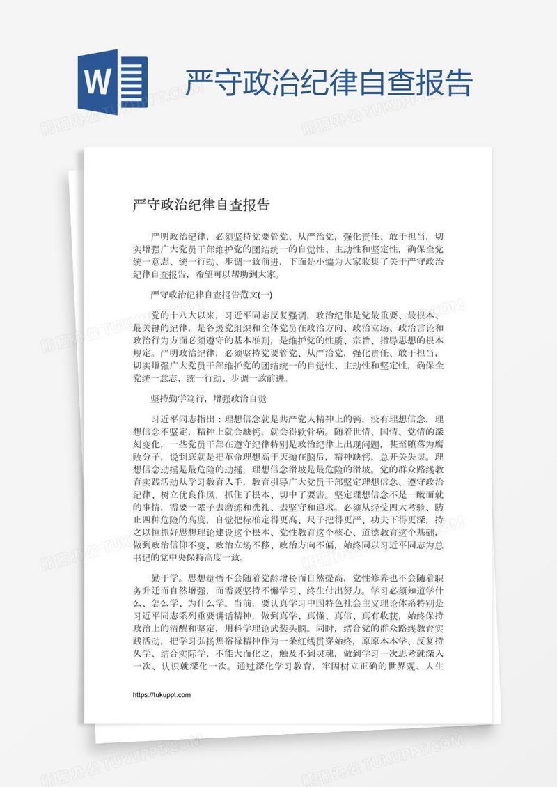 严守政治纪律自查报告