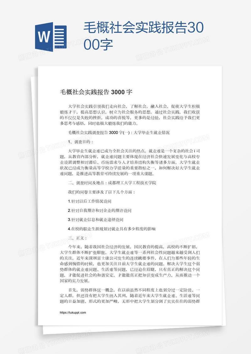 毛概社会实践报告3000字