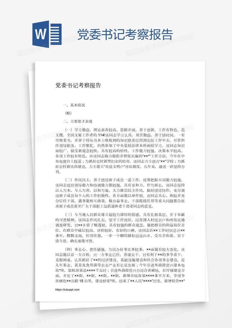 党委书记考察报告