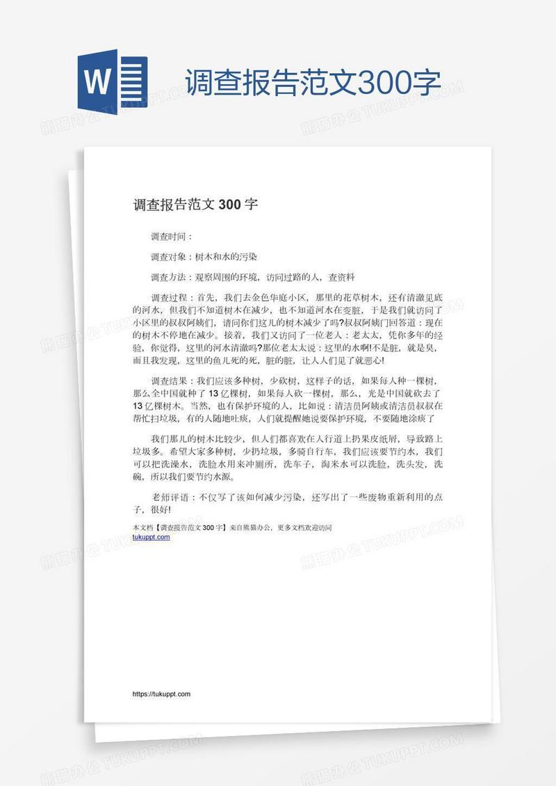 调查报告范文300字
