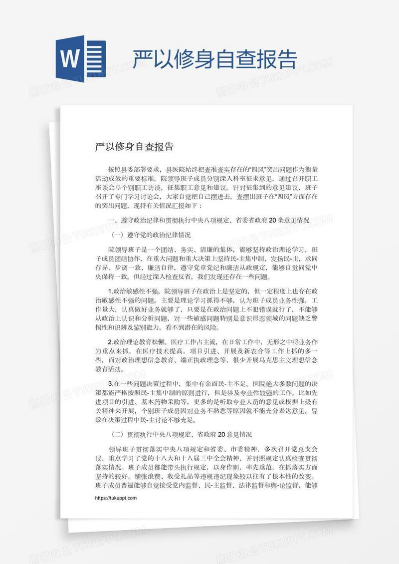 严以修身自查报告