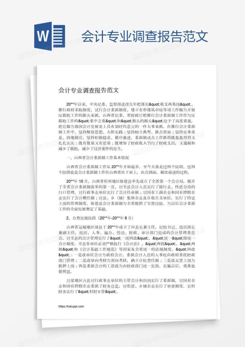会计专业调查报告范文