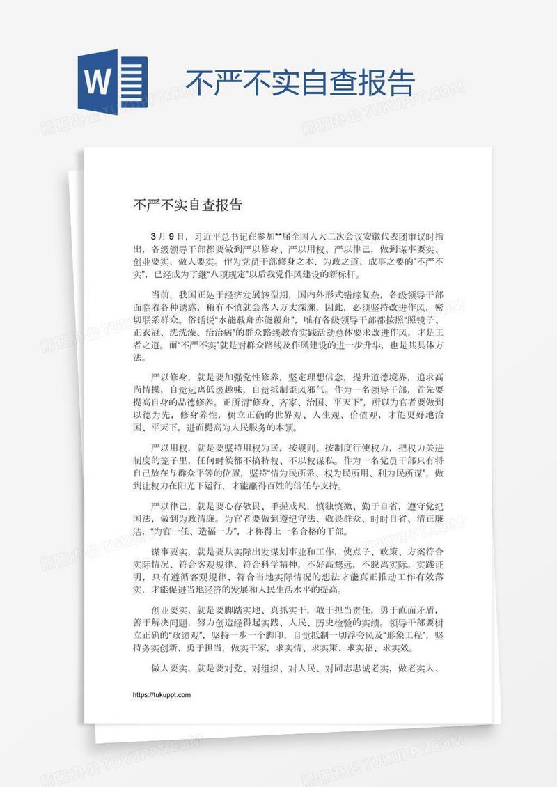 不严不实自查报告