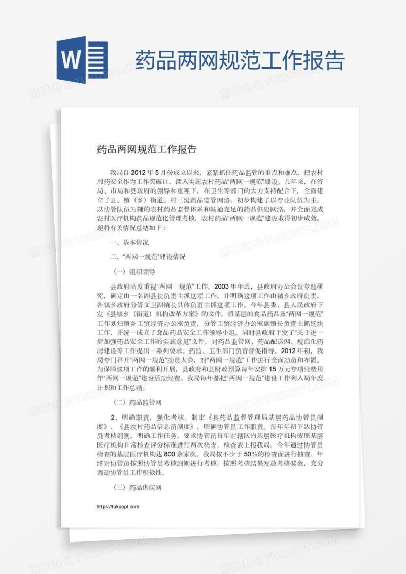药品两网规范工作报告
