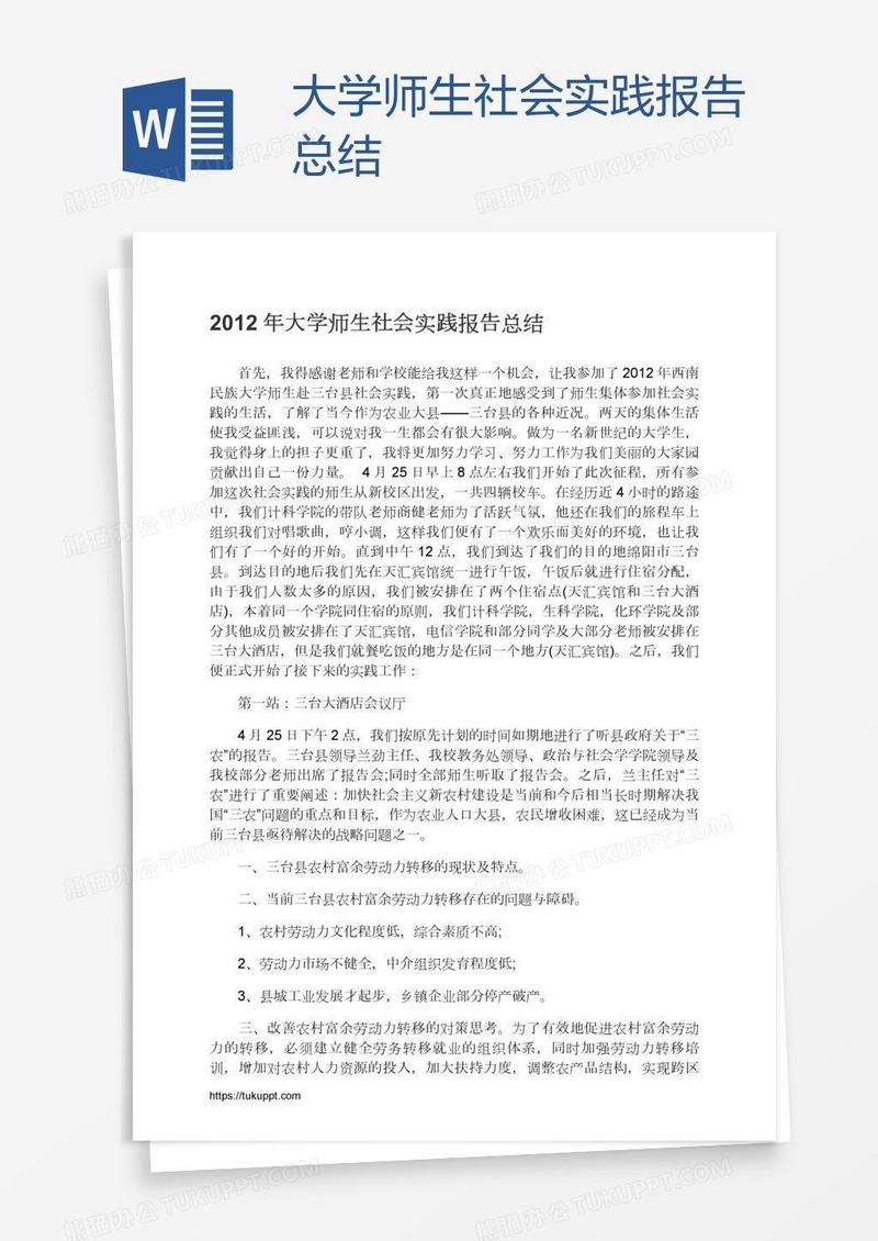 大学师生社会实践报告总结