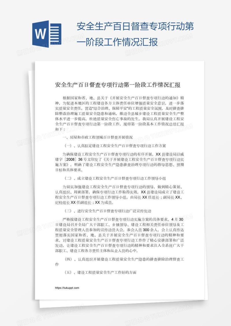 安全生产百日督查专项行动第一阶段工作情况汇报