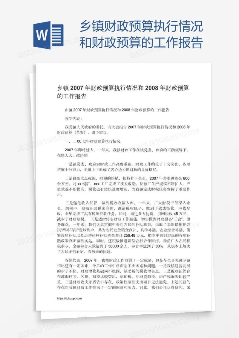 乡镇财政预算执行情况和财政预算的工作报告