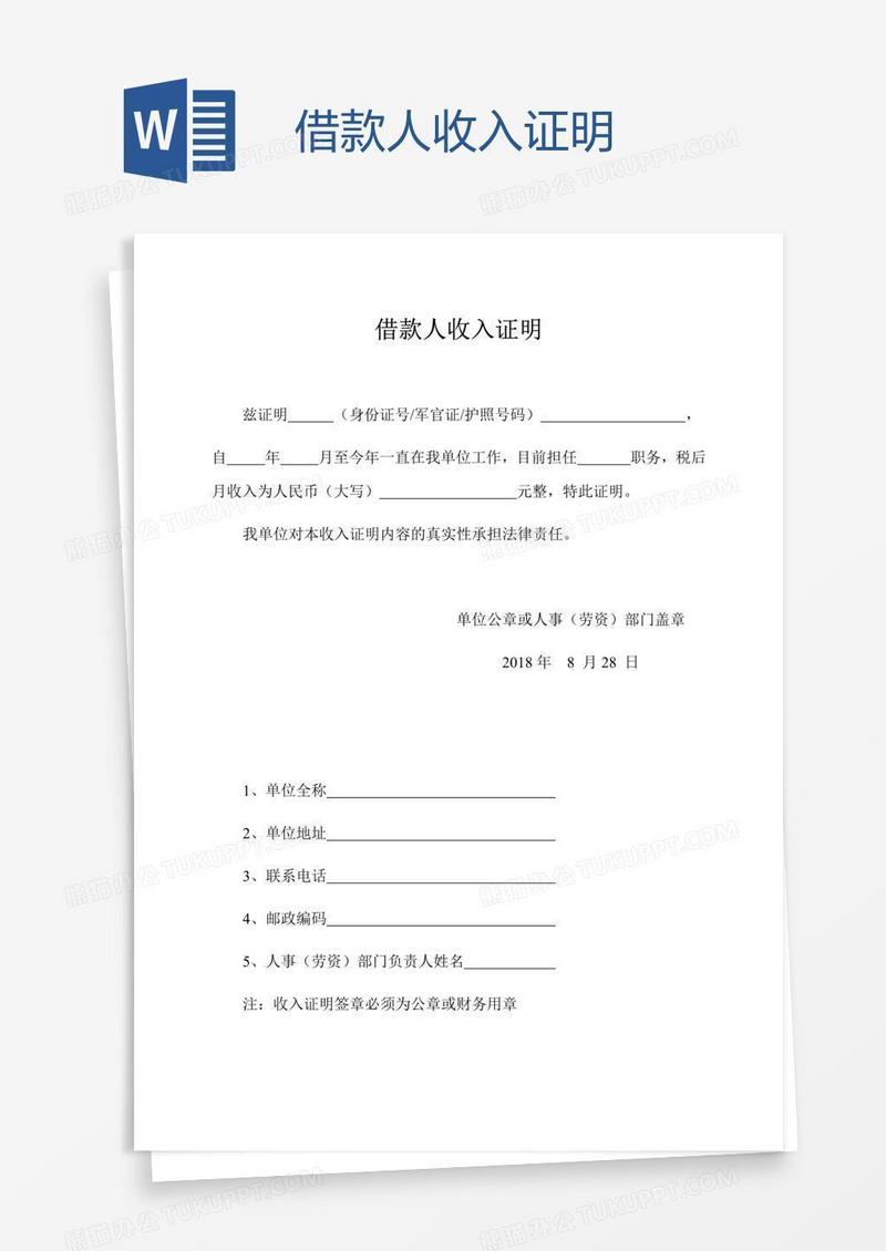 借款人收入证明