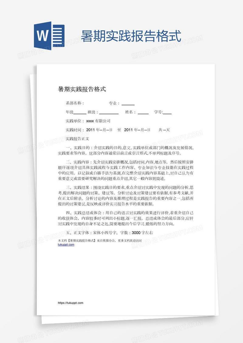 暑期实践报告格式