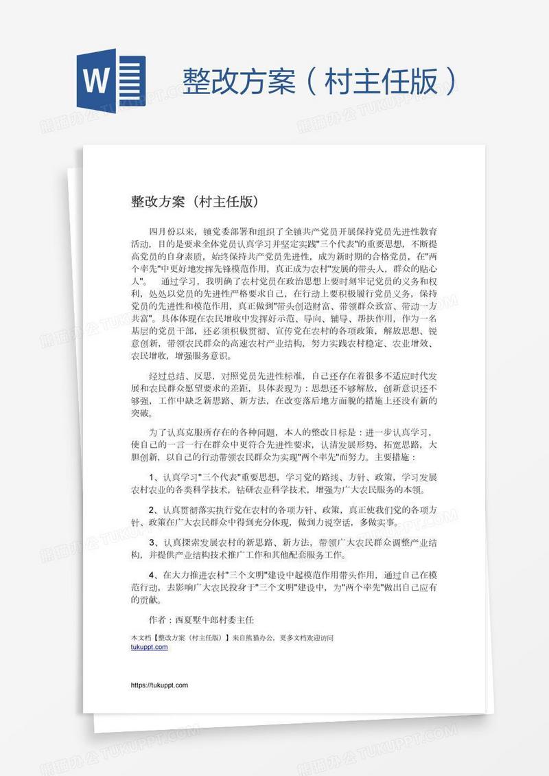 整改方案（村主任版）
