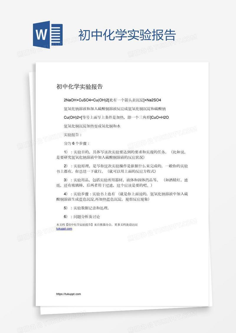 初中化学实验报告