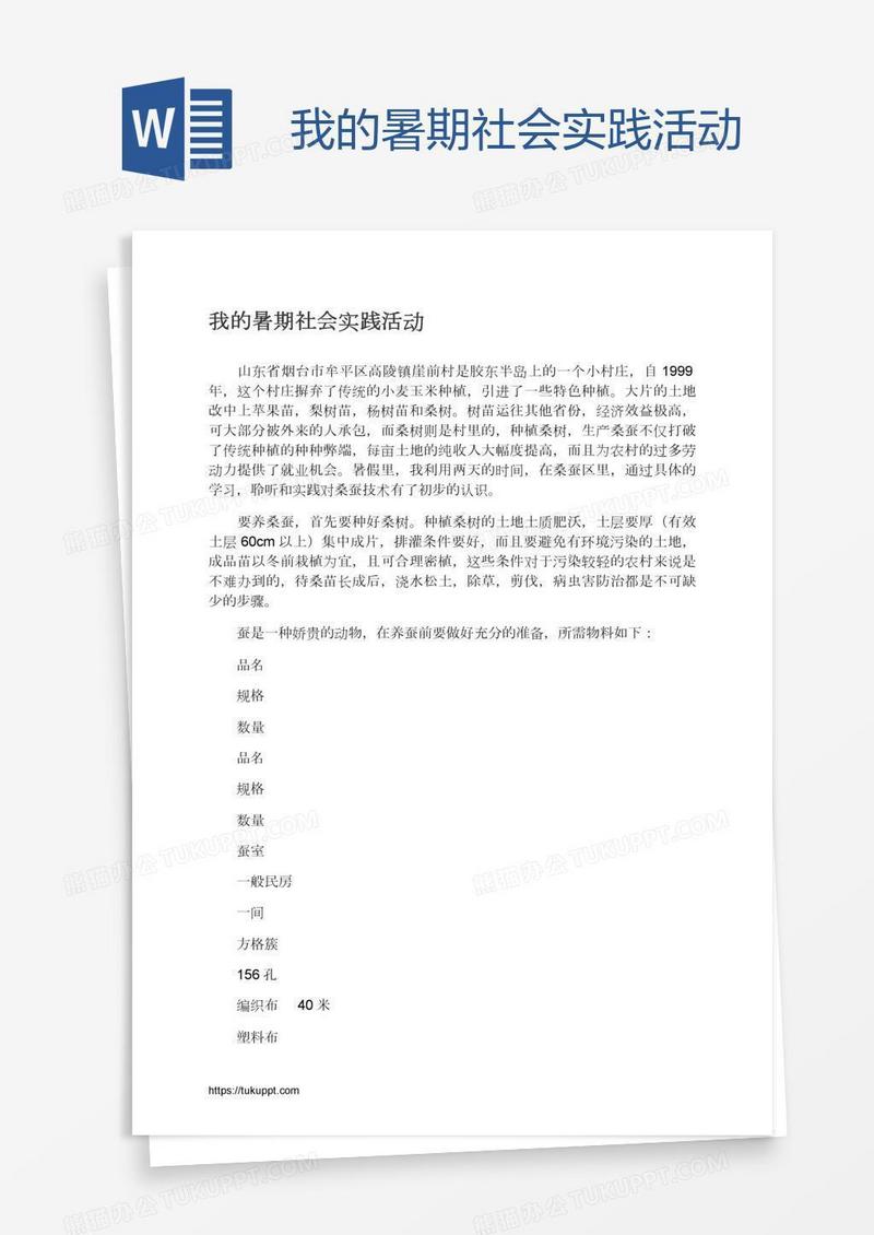 我的暑期社会实践活动