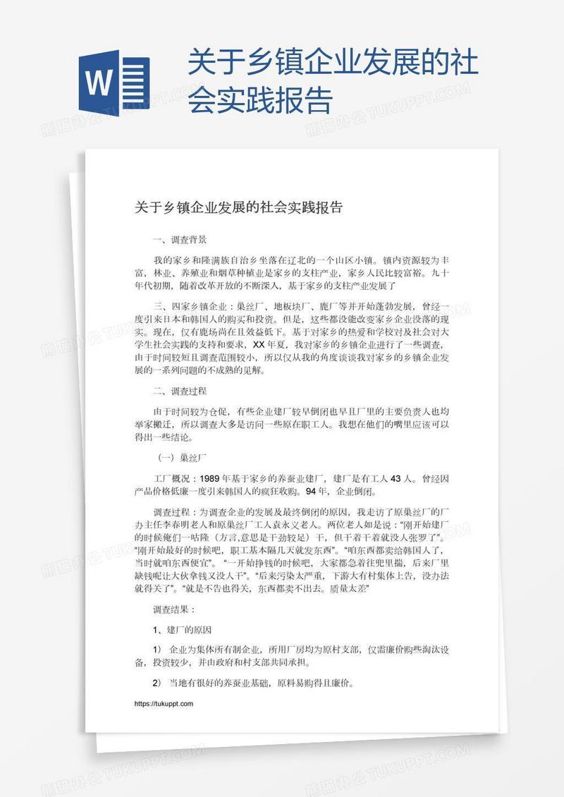 关于乡镇企业发展的社会实践报告