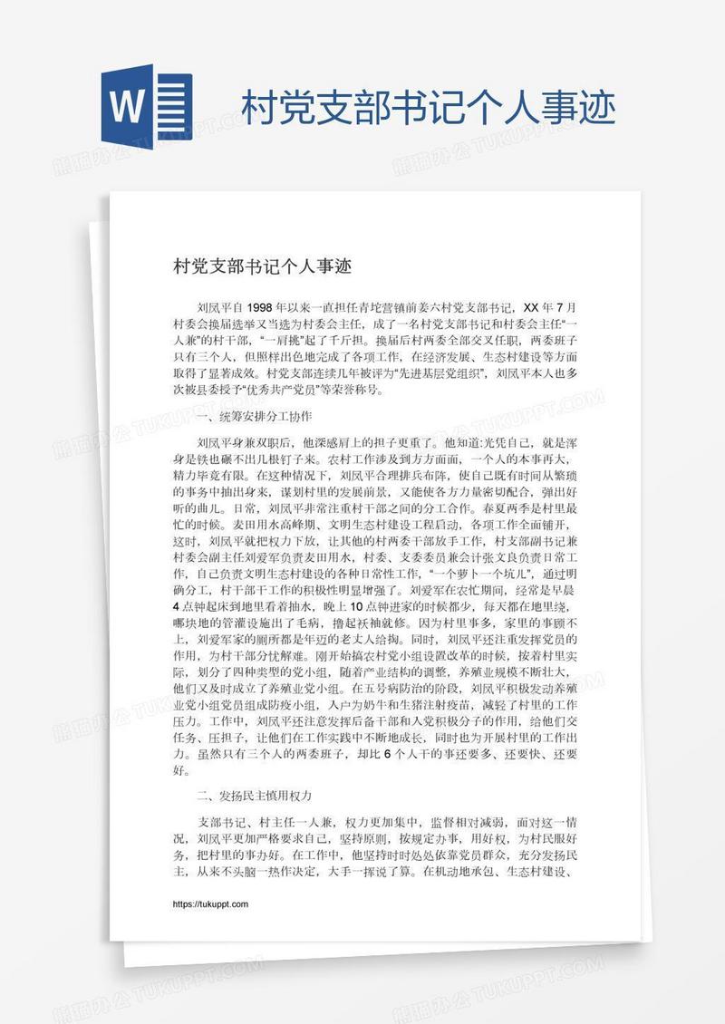 村党支部书记个人事迹