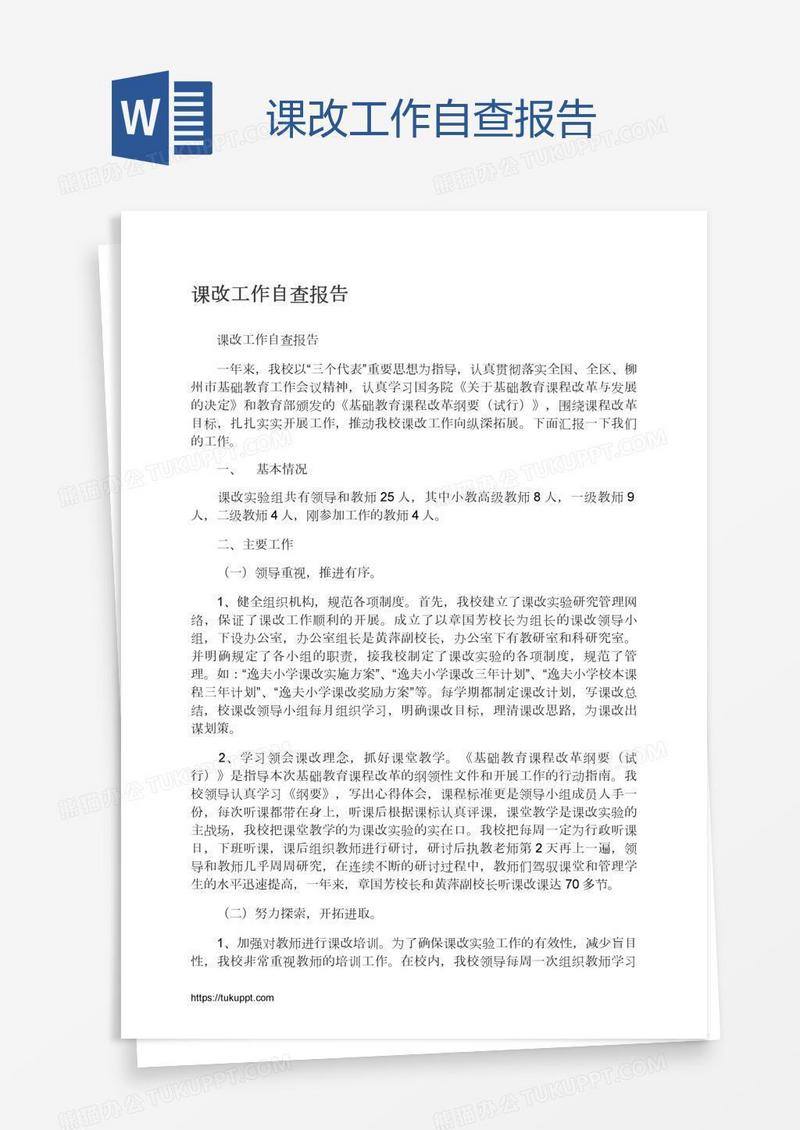 课改工作自查报告