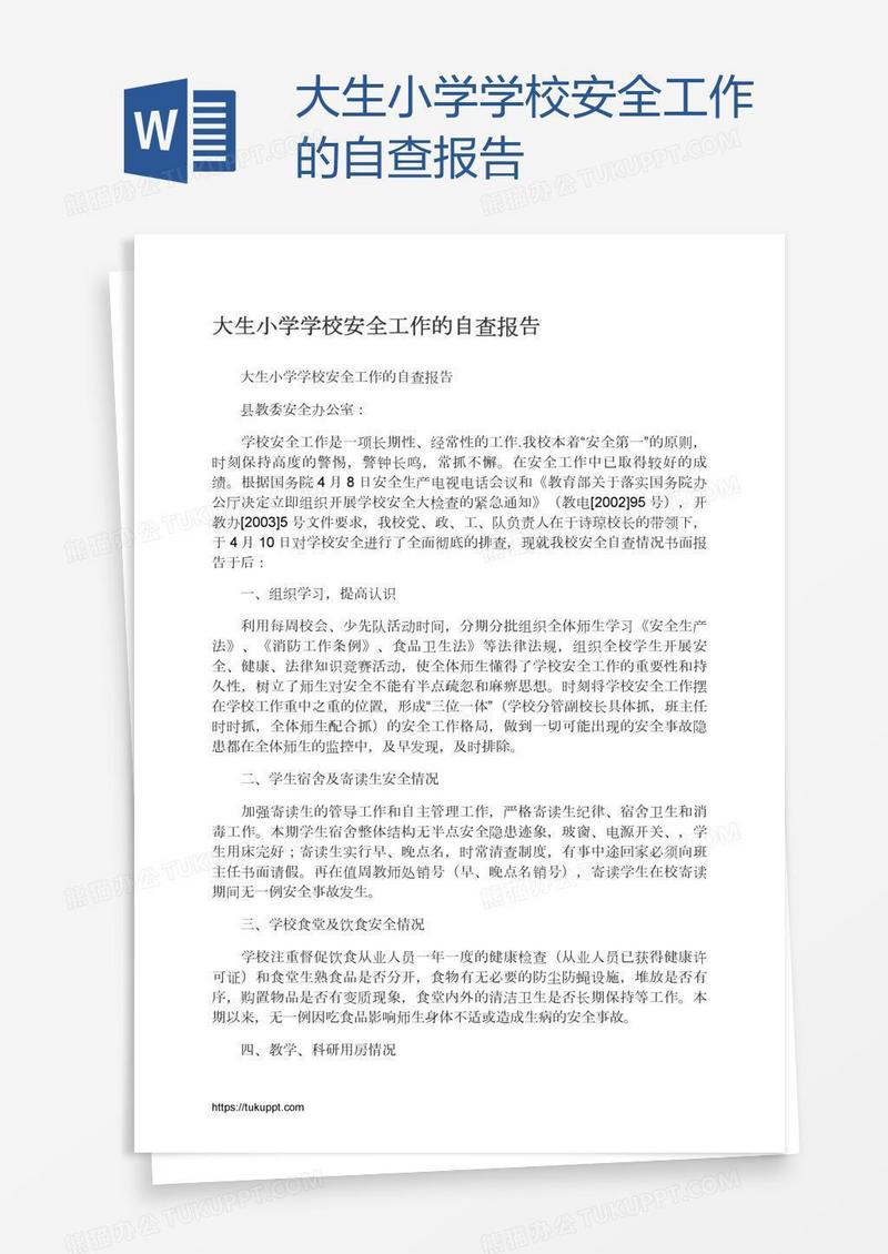 大生小学学校安全工作的自查报告