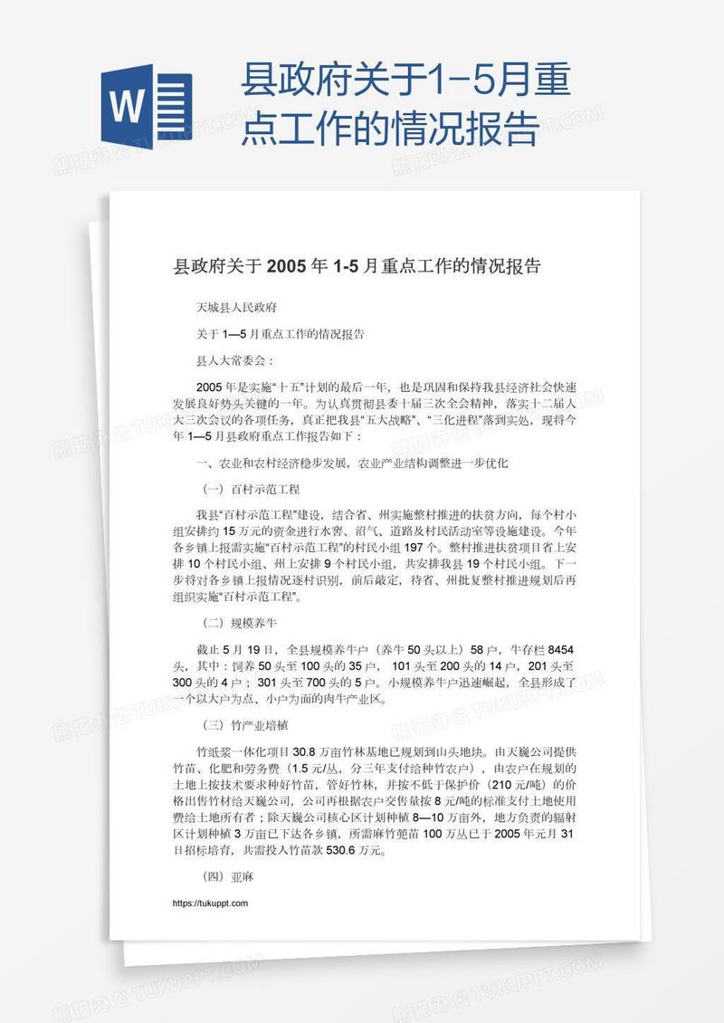 县政府关于1-5月重点工作的情况报告
