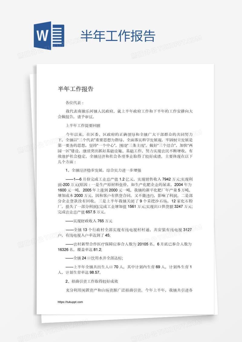 半年工作报告