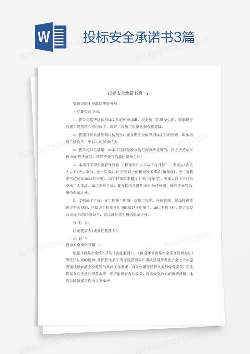 投标安全承诺书3篇