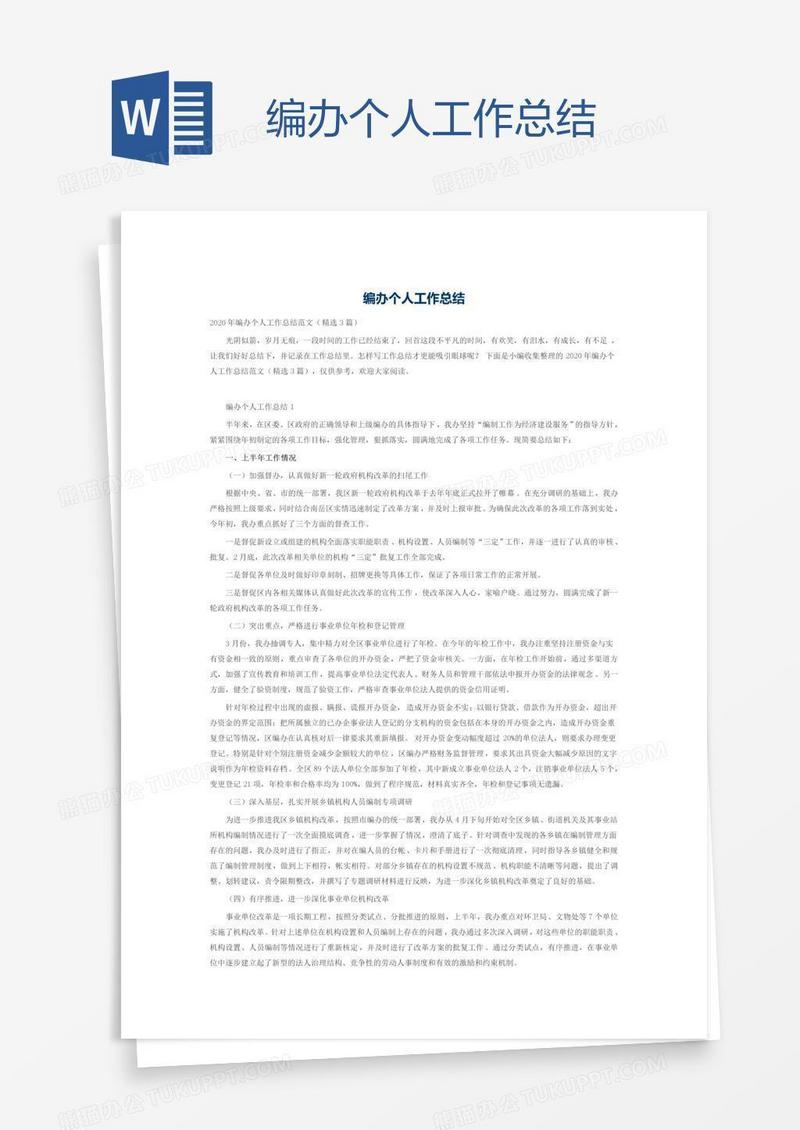 编办个人工作总结