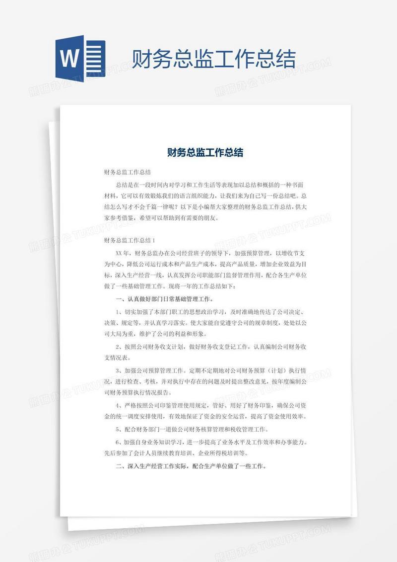 财务总监工作总结