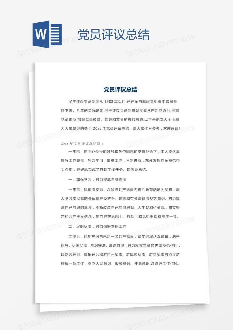 党员评议总结