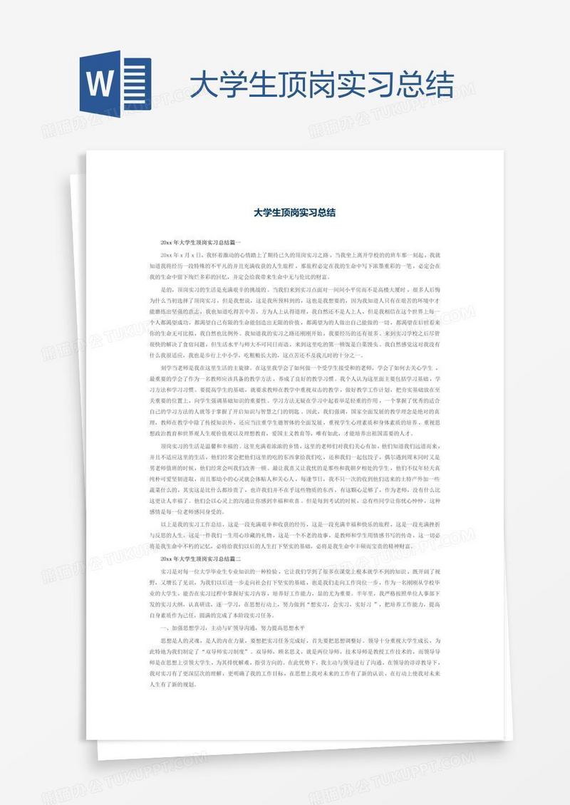 大学生顶岗实习总结