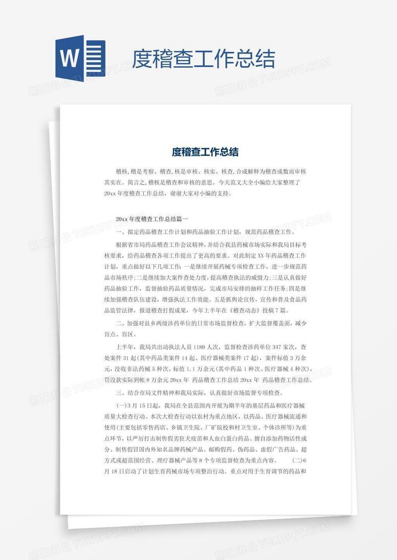 度稽查工作总结