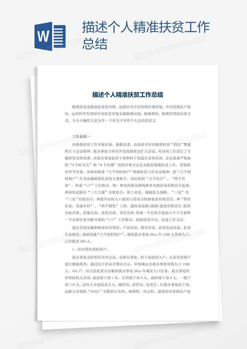 描述个人精准扶贫工作总结