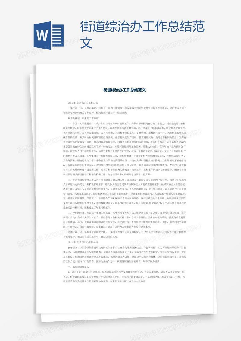 街道综治办工作总结范文