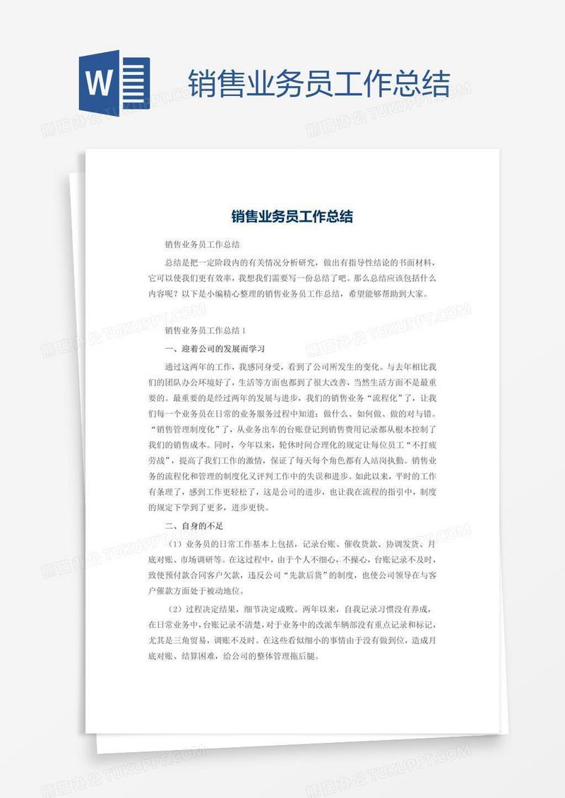 销售业务员工作总结