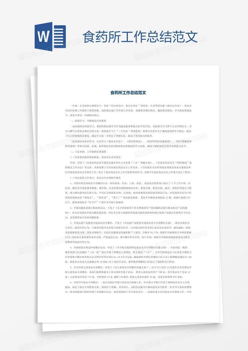食药所工作总结范文