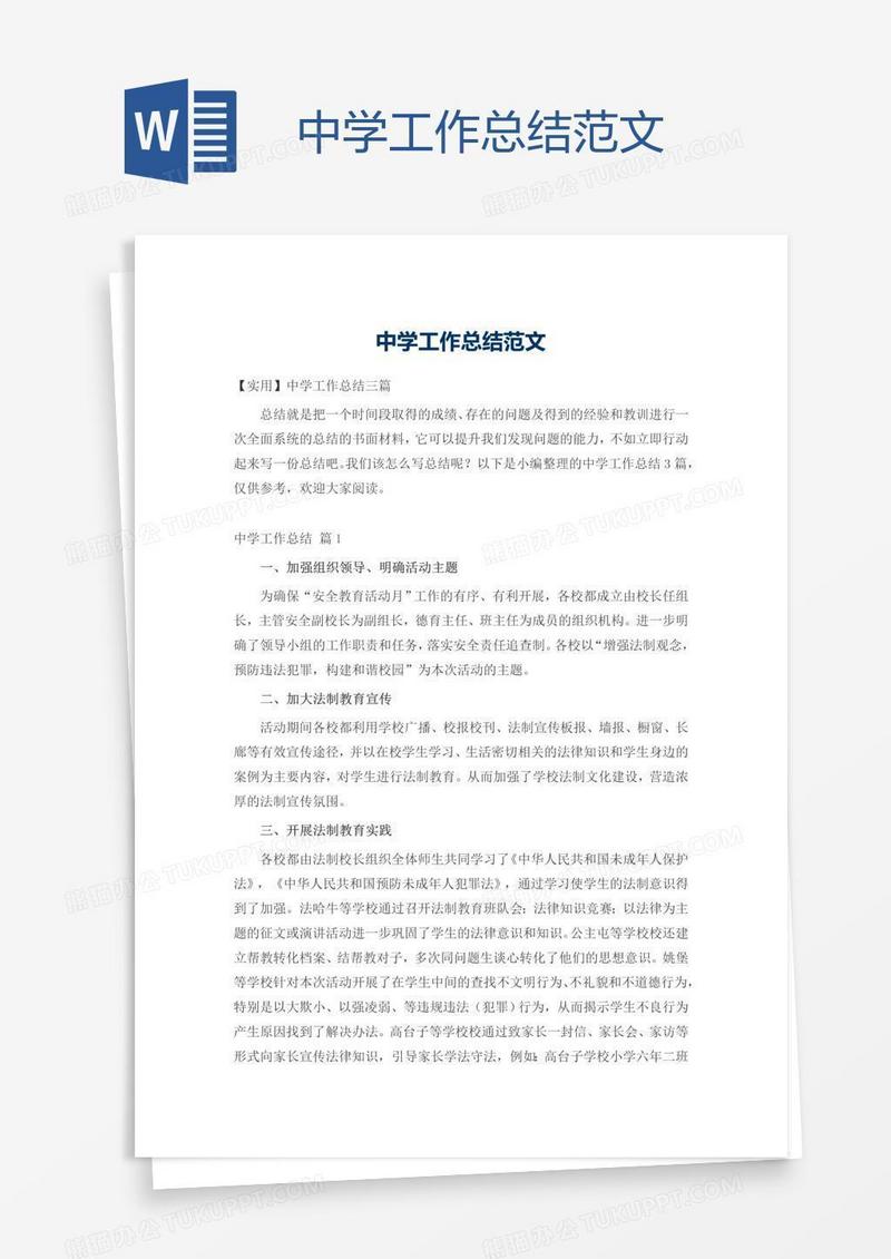 中学工作总结范文