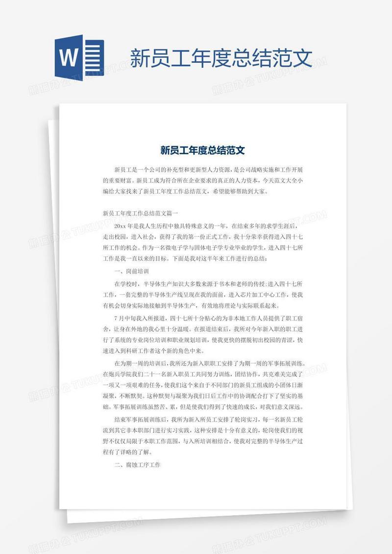 新员工年度总结范文