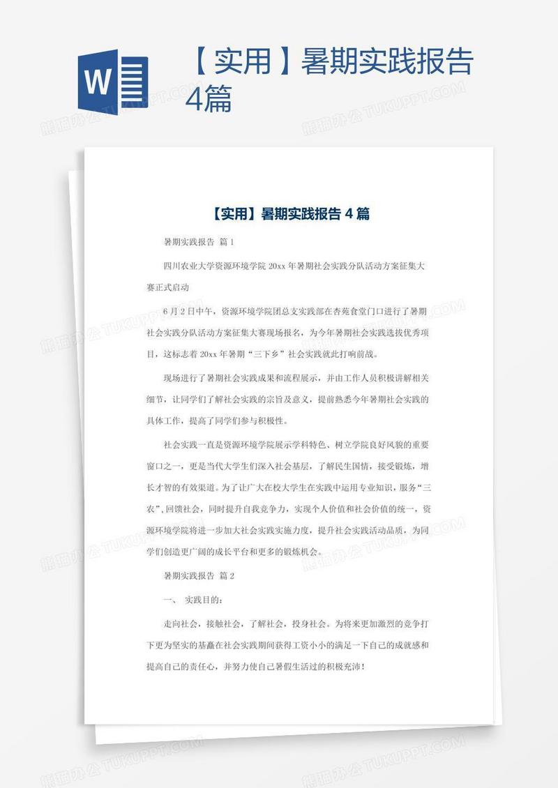 【实用】暑期实践报告4篇