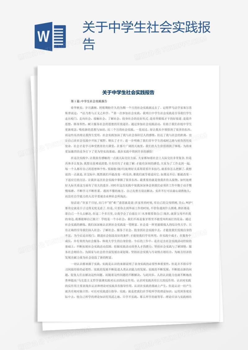 关于中学生社会实践报告