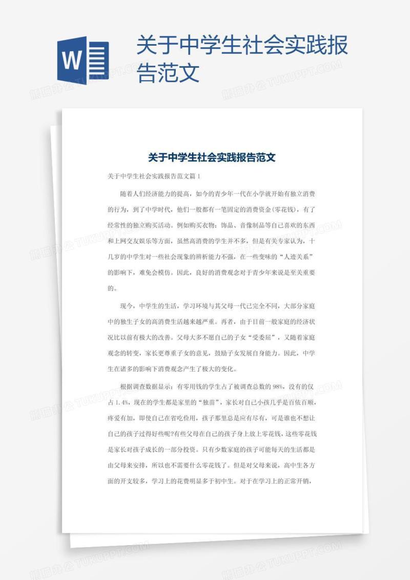 关于中学生社会实践报告范文