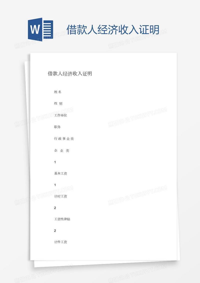 借款人经济收入证明