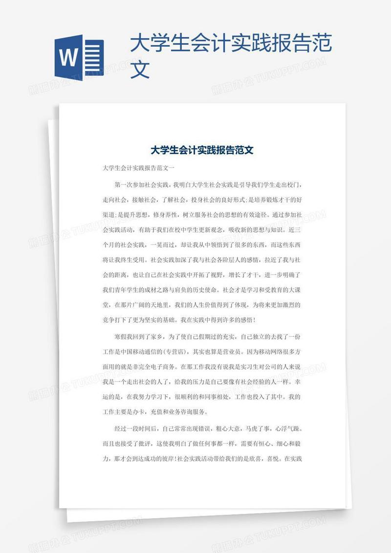 大学生会计实践报告范文
