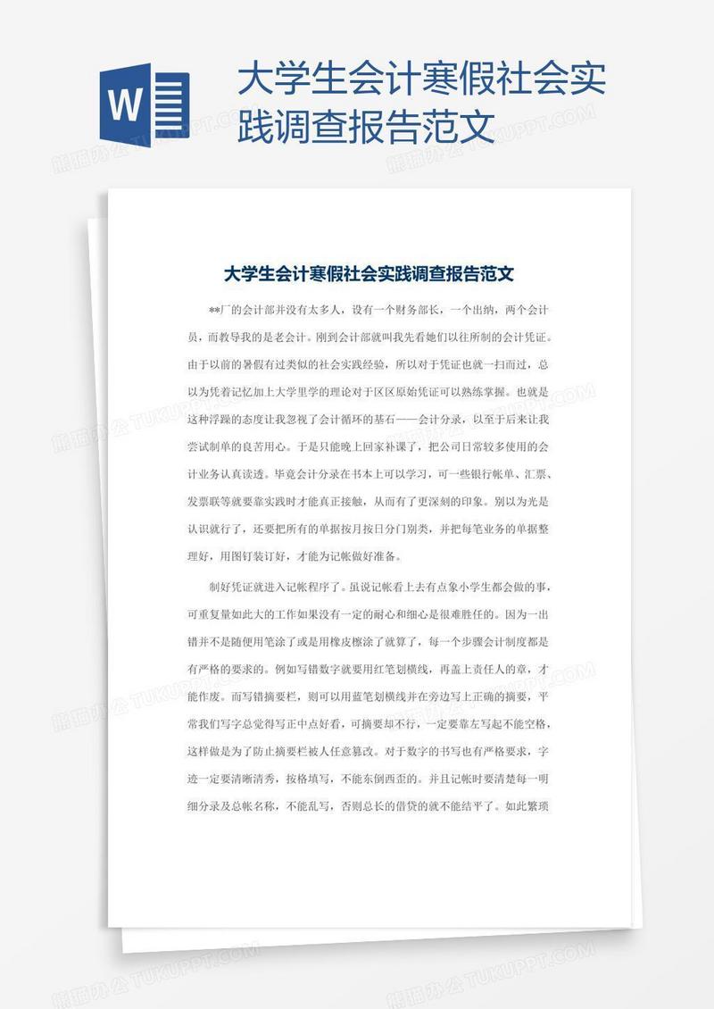 大学生会计寒假社会实践调查报告范文